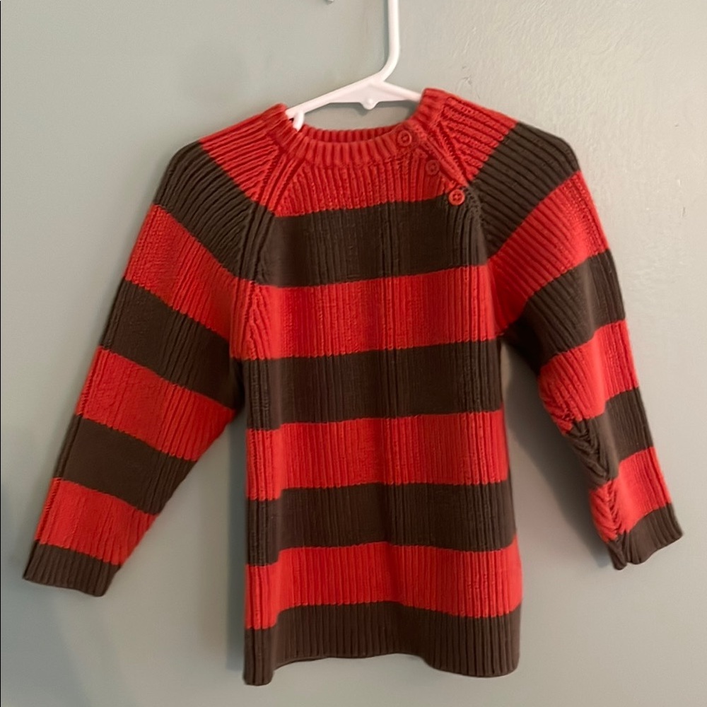 The Children's Place Vibrant Olive and Vermilion Knit Sweater with Buttons